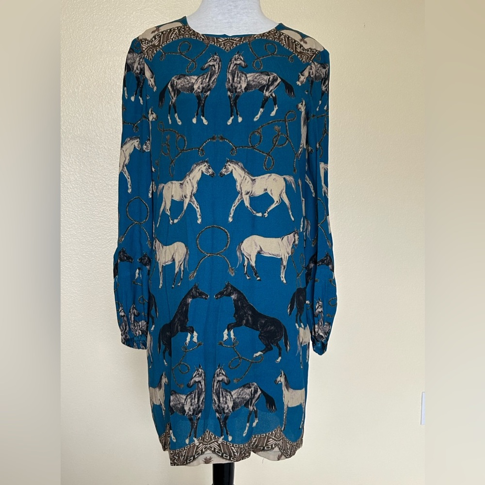 Preowned CoreylynnCalter equestrian theme long sleeve dress